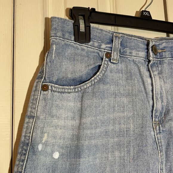 Calvin Klein Vintage Denim Skirt Distressed Dots 6 - Picture 2 of 12